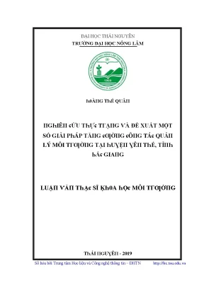 Giải Pháp Quản Lý Môi Trường Tại Trường Đại Học Nông Lâm