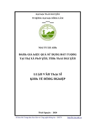Hiệu Quả Sử Dụng Đất Tại Thị Xã Phổ Yên, Tỉnh Thái Nguyên