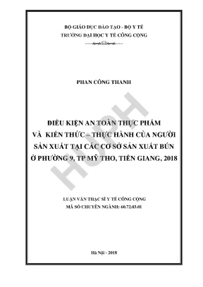 Điều Kiện An Toàn Thực Phẩm và Kiến Thức của Người Sản 