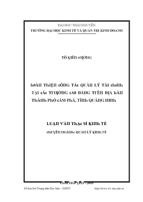 Cải thiện quản lý tài chính tại các trường cao đẳng Cẩm