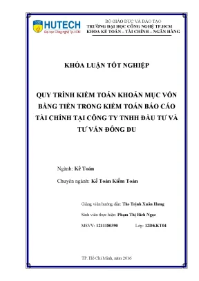 Quy Trình Kiểm Toán Khoản Mục Vốn Bằng Tiền Tại Công Ty