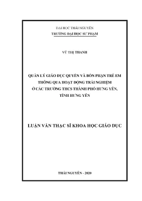 Quản Lý Giáo Dục Quyền và Bổn Phận Trẻ Em Qua Hoạt Động
