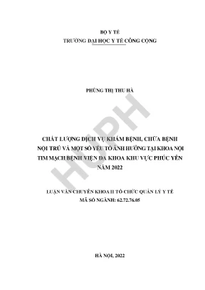 Đánh Giá Chất Lượng Dịch Vụ Khám Bệnh Nội Trú Tại Bệnh 