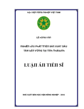 Nghiên Cứu Về Xuất Dầu Tằm Tại Tỉnh Thái Bình