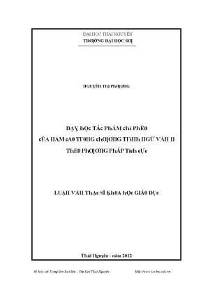 Phương Pháp Tích Cực Dạy Tác Phẩm Chí Phèo Trong Chương