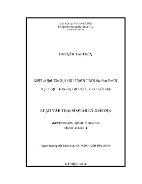 Quản lý giáo viên trường THPT Trần Nhân Tông Hà Nội theo