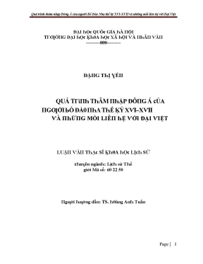 Thâm Nhập Đông Á của Người Bồ Đào Nha Thế Kỷ XVI-XVII và