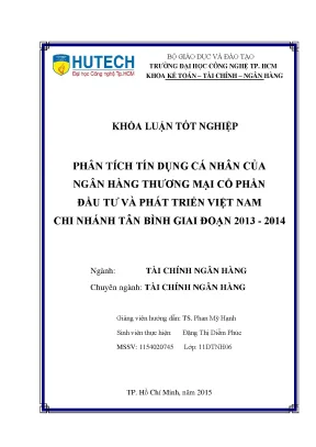 Phân Tích Tín Dụng Cá Nhân Tại Ngân Hàng BIDV Chi Nhánh