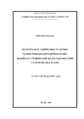 Luận văn quản trị chất lượng dịch vụ buồng tại một số khách sạn 5 sao ở nha trang nghiên cứu trường hợp khách sạn sheraton và sunrise nha trang