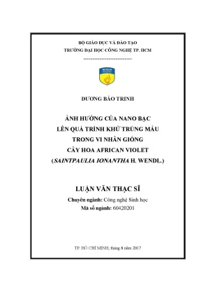 Nghiên cứu ảnh hưởng của nano bạc trong khử trùng mẫu