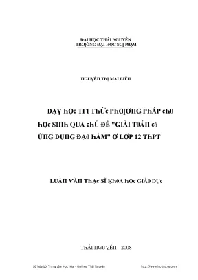 Giải Toán Ứng Dụng Đạo Hàm Trong Giảng Dạy Lớp 12