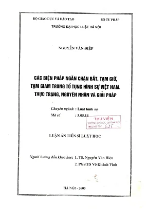 Biện Pháp Ngăn Chặn Bắt, Tạm Giữ, Tạm Giam Trong Tố Tụng