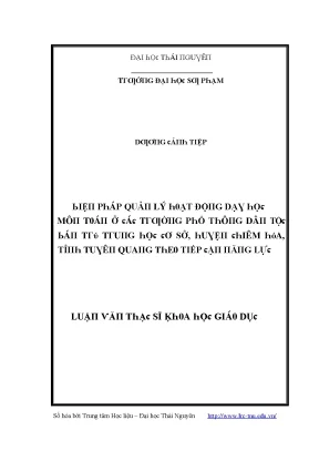 Quản lý dạy học môn Toán tại trường phổ thông dân tộc