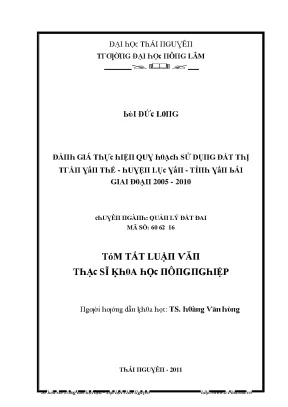 Luận văn đánh giá thực hiện quy hoạch sử dụng đất thị trấn yên thế huyện lục yên tỉnh yên bái giai đoạn 2005 2010