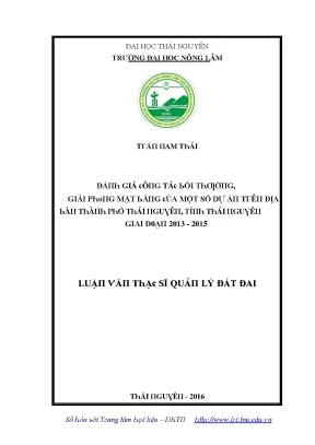Đánh giá công tác bồi thường giải phóng mặt bằng tại