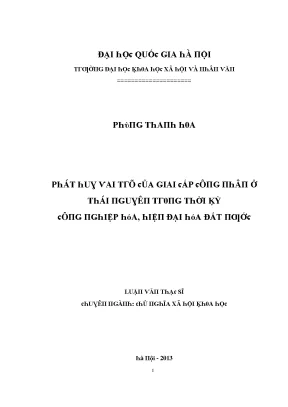 Vai trò của giai cấp công nhân ở Thái Nguyên trong công