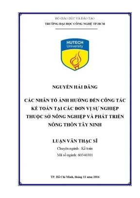 Các Nhân Tố Ảnh Hưởng Đến Công Tác Kế Toán Tại Các Đơn 