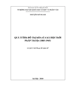 Quá Trình Đô Thị Hóa Hà Nội Thời Pháp Thuộc (1885-1945)