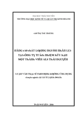Nâng cao chất lượng nguồn nhân lực tại công ty ALS Thái