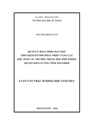 Quản Lý Hoạt Động Dạy Học Phát Triển Năng Lực Học Sinh