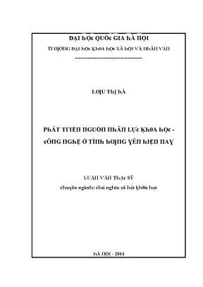 Phát Triển Nguồn Nhân Lực Khoa Học Công Nghệ Tại Tỉnh
