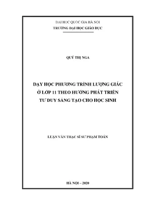 Phát Triển Tư Duy Sáng Tạo Qua Dạy Học Phương Trình