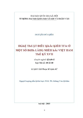 Nghiên Cứu Về Nghệ Thuật Điêu Khắc Kỷ XV-XVII Tại Một Số 