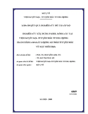 Nghiên Cứu Về Tình Trạng Mẫu Máu Tại Viện Huyết Học