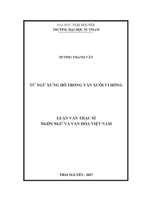 Nghiên Cứu Từ Ngữ Xưng Hô Trong Văn Xuôi Vi Hồng