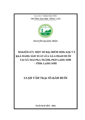 Đặc Điểm Sinh Học Của Giống Gà 6 Tại Xã Mai Phà, Tỉnh 