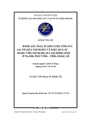 Đánh Giá Hiệu Quả Sử Dụng Tín Dụng Tại Đại Học Thái Nguyên