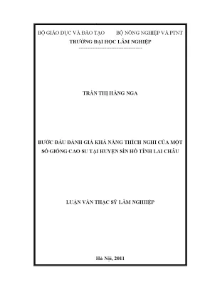 Đánh Giá Khả Năng Thích Nghi Của Giống Cao Su Tại Huyện