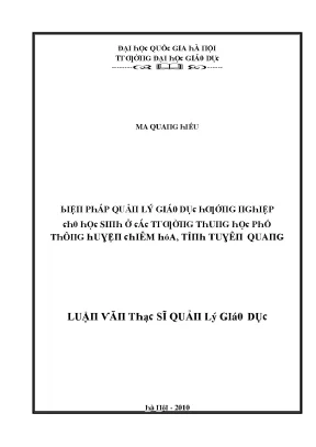Quản lý giáo dục hướng nghiệp cho học sinh trung học phổ