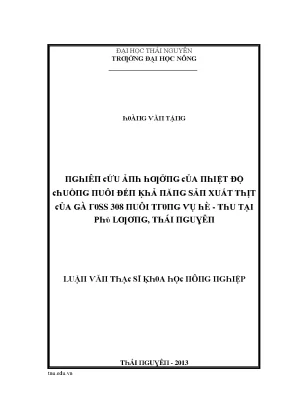 Nghiên cứu về chất lượng thịt heo tại Đại học Thái Nguyên