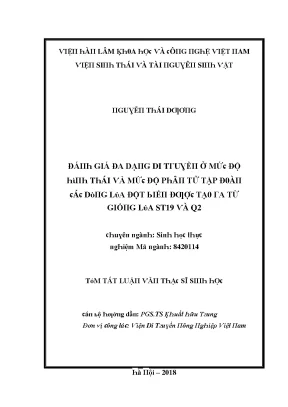 Đánh Giá Đa Dạng Di Truyền Ở Mức Độ Hình Thái Và Mức Độ