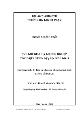 Tích hợp giáo dục hướng nghiệp cho học sinh lớp 9