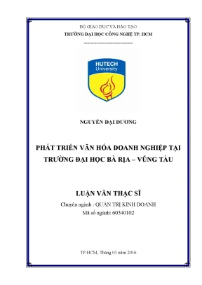 Phát Triển Văn Hóa Doanh Nghiệp Tại Trường Đại Học Bà