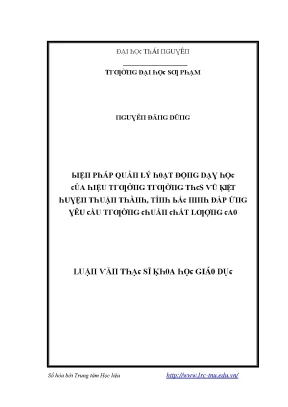 Quản lý hoạt động dạy học tại trường THCS Vũ Kiệt - Bắc Ninh