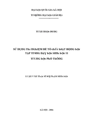Nghiên Cứu Sử Dụng Thí Nghiệm Để Tổ Chức Hoạt Động Học 