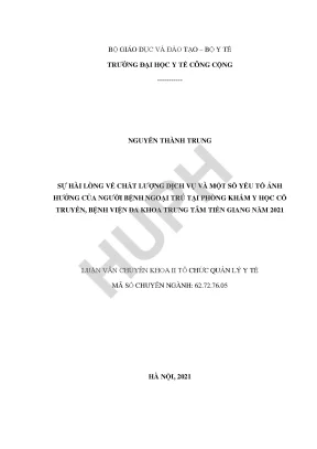 Nghiên Cứu Sự Hài Lòng Của Người Bệnh Ngoại Trú Tại 