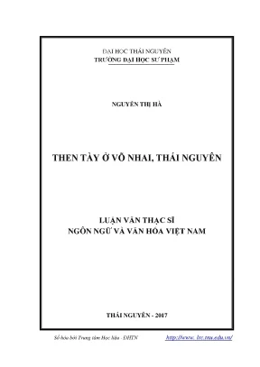 Nghiên Cứu Then Tày Ở Võ Nhai, Thái Nguyên: Văn Hóa Và 