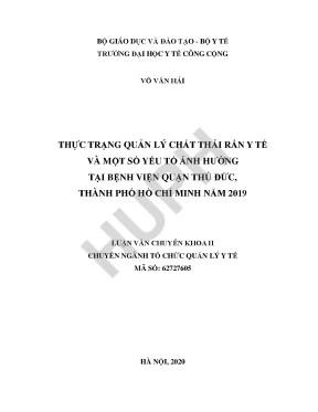 Quản Lý Chất Thải Rắn Y Tế Tại Bệnh Viện Quận Thủ Đức: