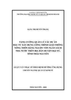 Quản Lý Dự Án Đầu Tư Xây Dựng Giao Thông Nông Thôn Tại