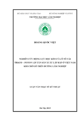 Nghiên cứu động lực học kéo của ô tô tải THACO - FOTON