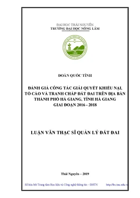 Đánh Giá Công Tác Giải Quyết Khiếu Nại và Tranh Chấp Đất