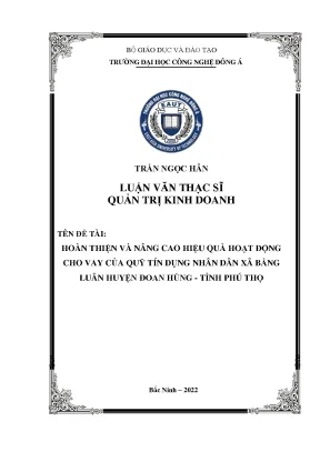 Nâng cao hiệu quả cho vay tại Quỹ tín dụng nhân dân xã