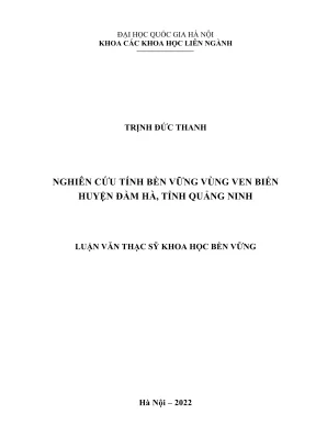 Nghiên Cứu Tính Bền Vững Vùng Ven Biển Huyện Đầm Hà, 