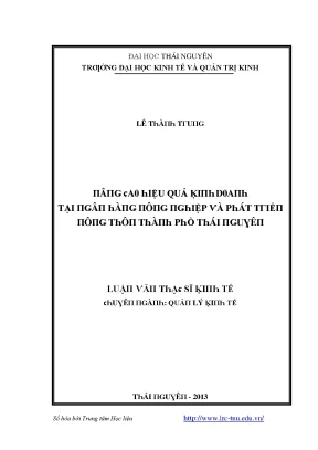 Hiệu Quả Kinh Doanh Tại Thái Nguyên: Nghiên Cứu Từ