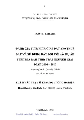 Quản lý đất đai và giá trị đất tại Thái Nguyên giai đoạn