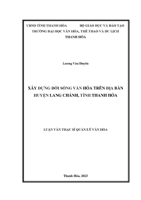 Xây Dựng Đời Sống Văn Hóa Tại Huyện Lang Chánh, Tỉnh 